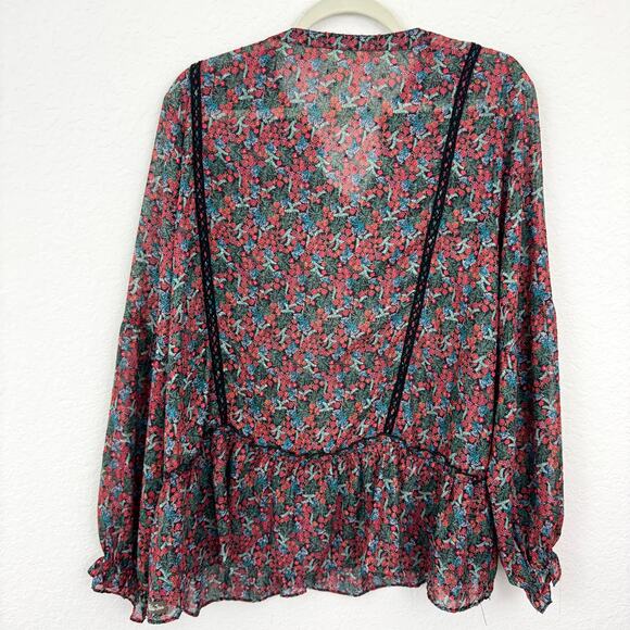 Matilda Jane Womens Carol Blouse Top Size XL Embroidered Floral Flowy Red - Picture 4 of 8